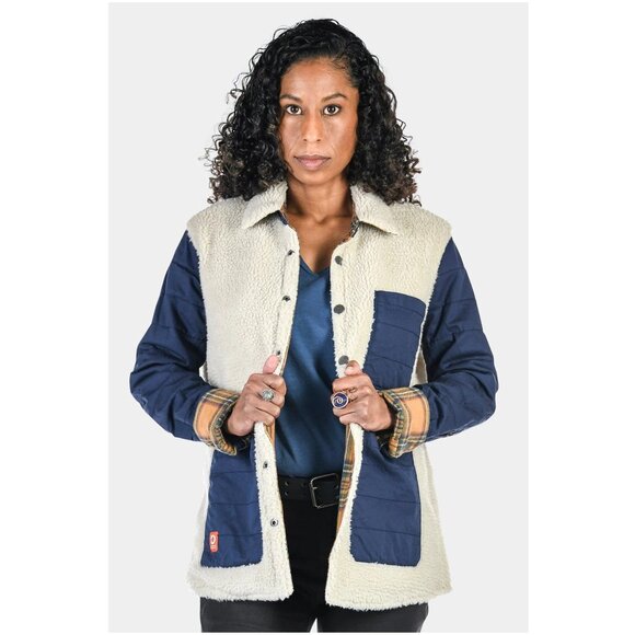 NWT Dovetail Workwear Reversible Work Jacket Flannel Sherpa Shacket - Picture 2 of 12